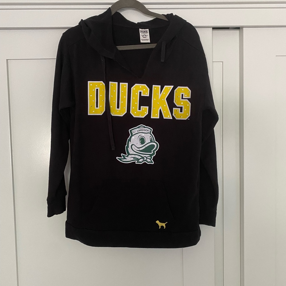 Victoria’s Secret Pink Oregon Ducks Hoodie Black Bedazzled Size Small